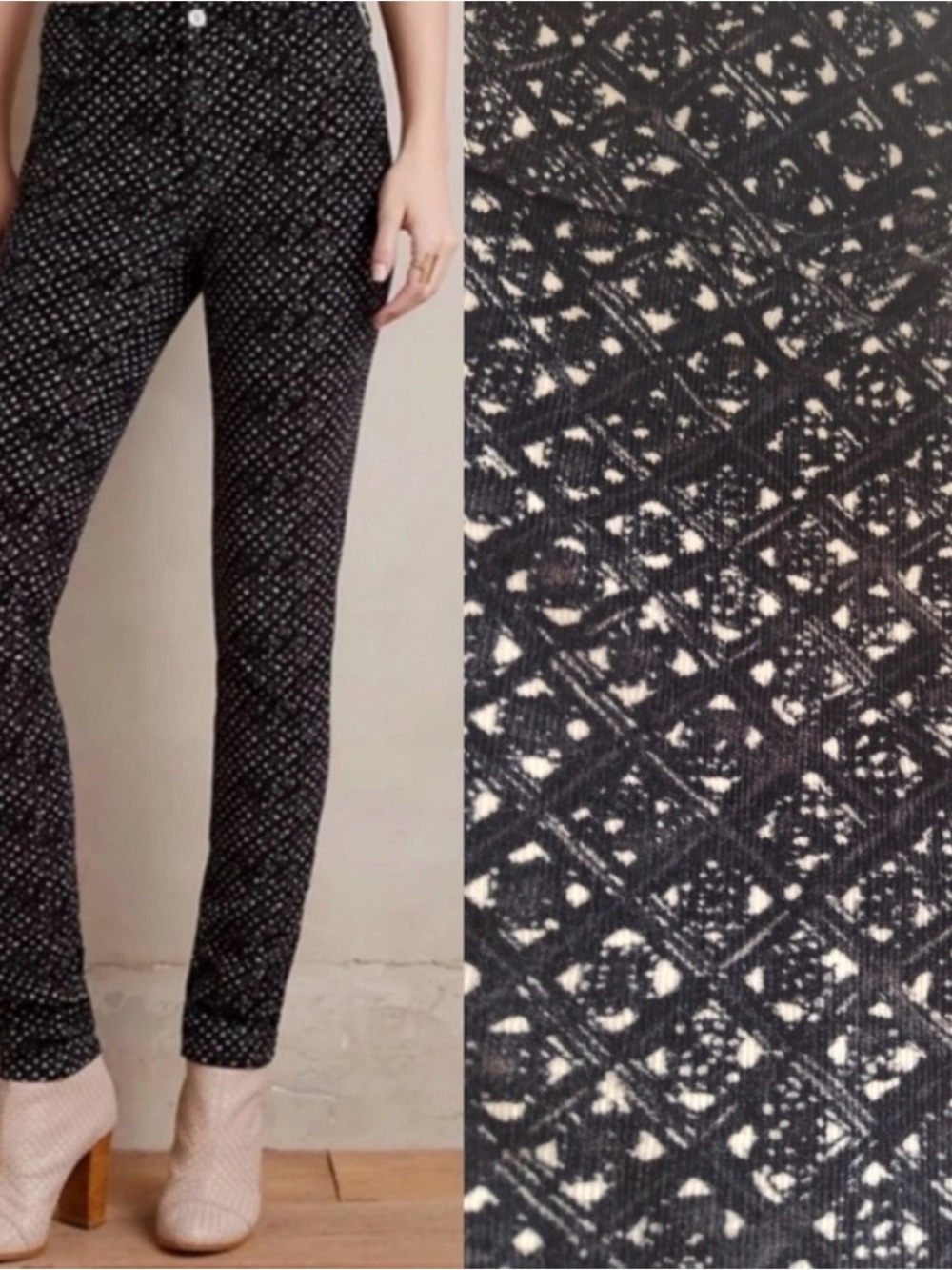 Anthropologie Pilcro & the Letterpress Corduroy Pants in Black/Cream Print 29